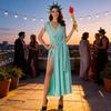 Cosplay Women Knitted Statue Of Liberty Outfit For Halloween Stage Performance