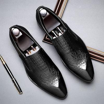Fashion Handmade Mens Wedding Oxford Shoes Black Khaki Leather Brogue Men's Dress Shoes Slip On Business Formal Shoes For Men
