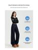 Women's Dark Blue High-Waist Wide-Leg Jeans, Summer 2025 Collection - Loose Fit, Meat-Covering, Mopping Style.