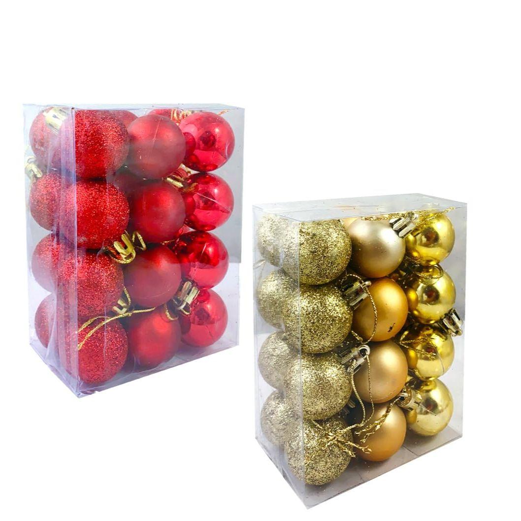 

24 Красных и Золотых Рождественских Шара для Украшения Ёлки Подвески Ёлочные Игрушки Подвесные Шары на Ёлку Весёлый Шар Ёлочное Украшение для Дома Вечеринки
