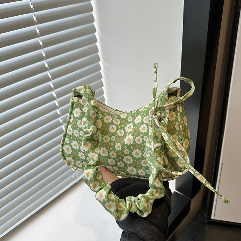 

Модная минималистичная сумка подмышку с цветочным принтом, сумка через плечо, японская сумочка зелёный