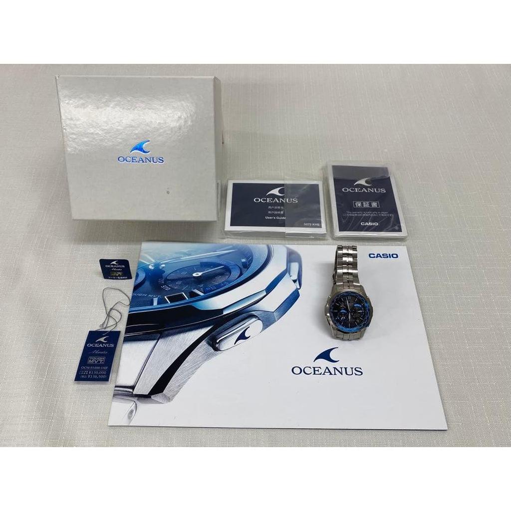 Used CASIO Oceanus OCW-1400 with box, catalog, and spare links