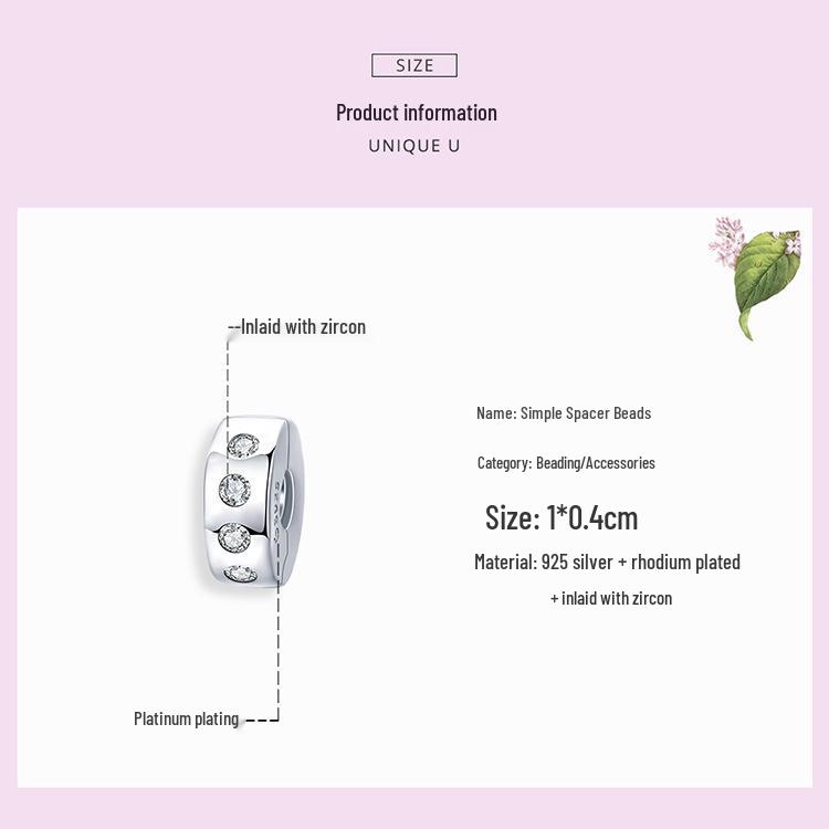 Yinziyun S925 Sterling Silver Bead Charm: Platinum-Plated, Diamond Accents, Openable Design