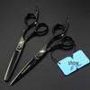 6.0" Black Ring Handle Hairdressing Scissors Set: Straight & Thinning Shears