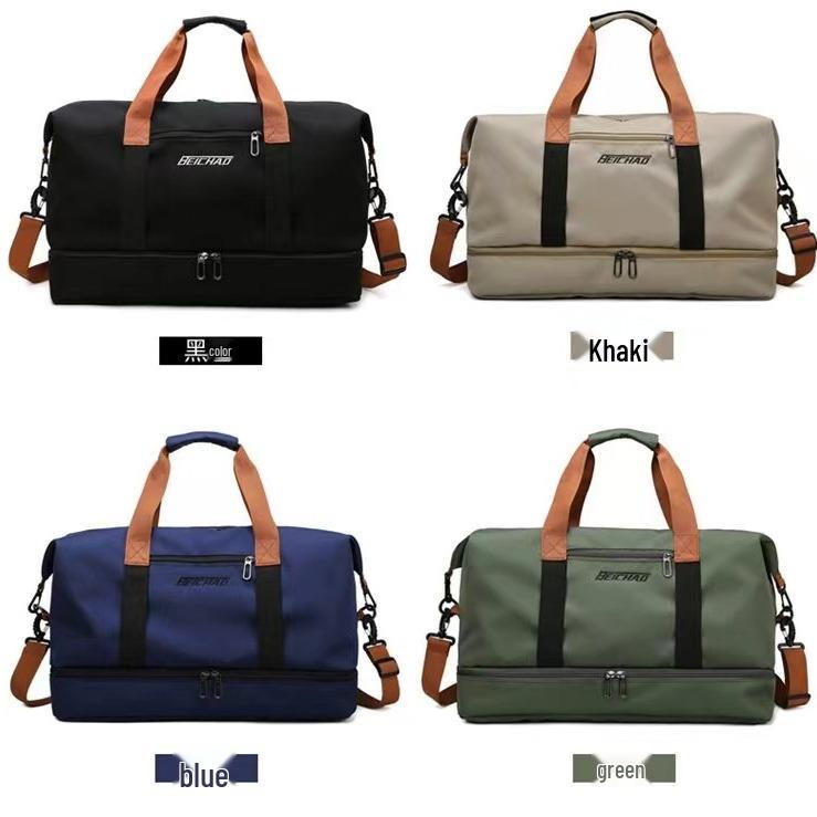 Large Capacity Fitness Travel Bag with Wet/Dry Separation and Shoe Compartment, Fits Luggage Handles