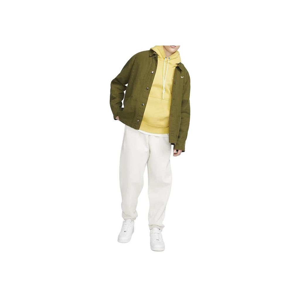 Nike Solid Color Logo Print Long Sleeve Hoodie Men hoodies Yellow DX1355-700