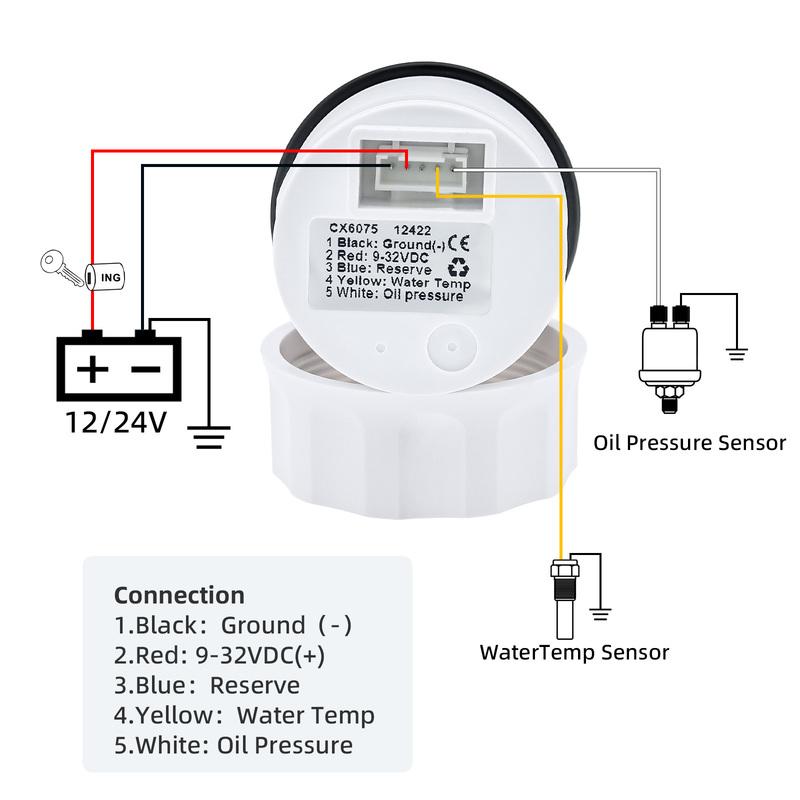 Red LED Digital Water Temperature+Oil Pressure+Voltmeter 3IN1 Multifunctional 52mm Gauge Alarm Waterproof Auto Car Boat