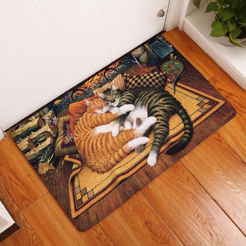 Cute Cat Rug Welcome Entry Mat Can Be Used for Bedrooms Kitchens Pets Dirt Resistant Durable Rugs Home Decoration Carpet Gift