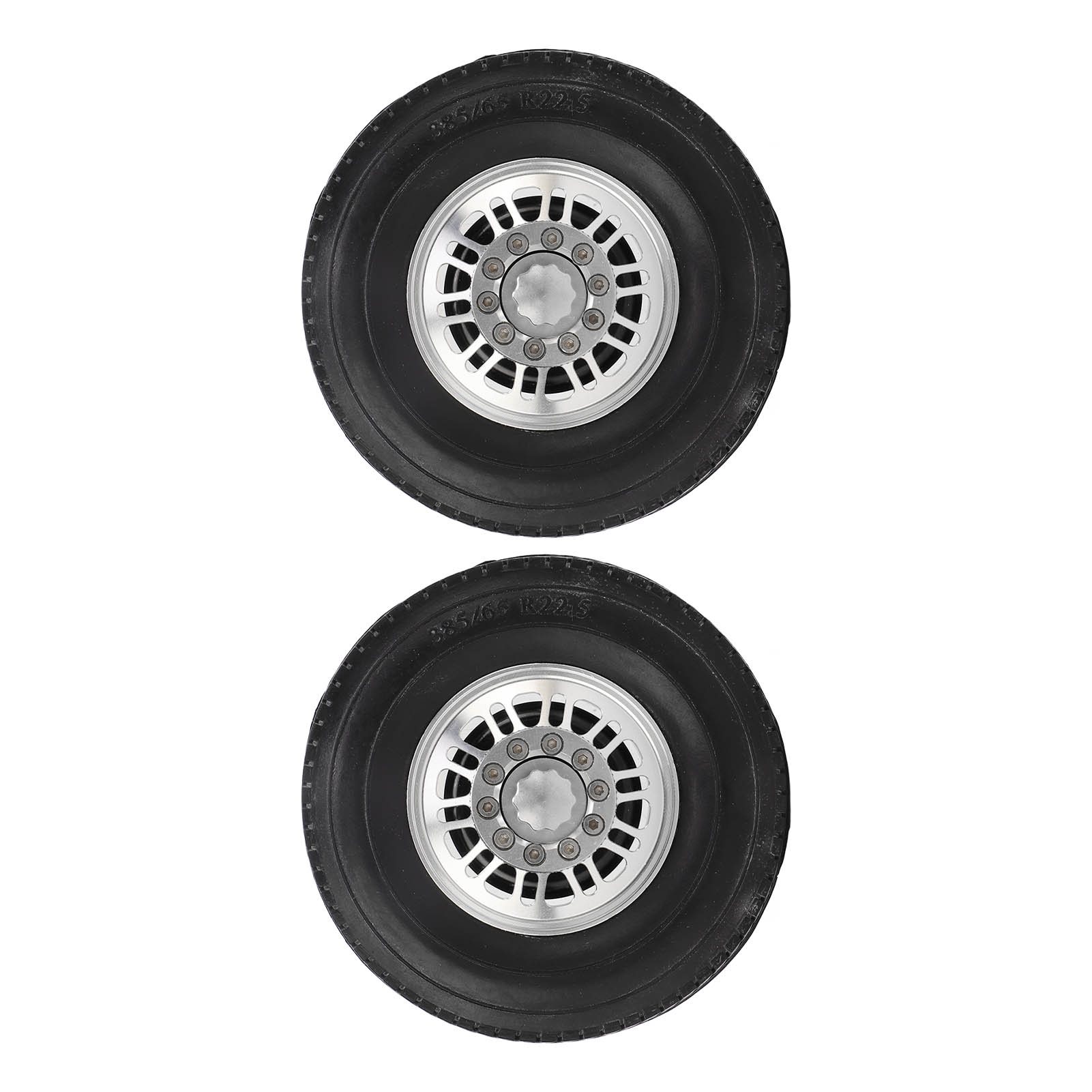 

2Pcs 1/14 Scale RC Car Front Tires Metal Wheel Rims Hubs Rubber Tires Kit for Tamiya 1/14 RC Car