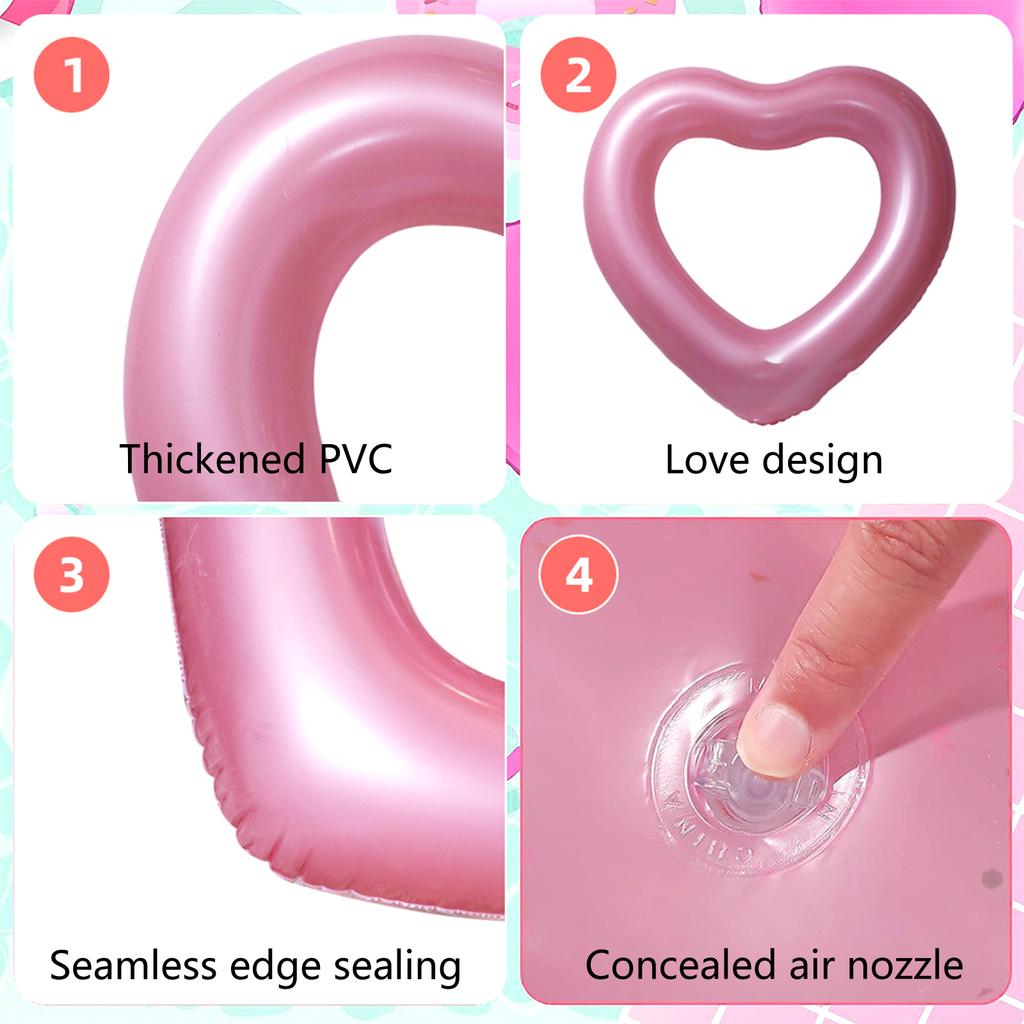 Heart Shape Inflatable Pool Float Swimming Rings Pool Tube Toy Beach Swimming Pool Float Parties Supplies for Kids