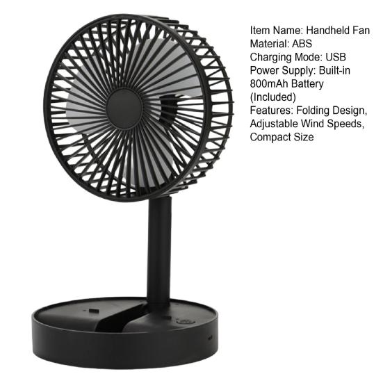 Handheld Fan Folding Design Portable Adjustable 180 Degree Rotation Flexible Blades Low Noise Multi-Speed Desk Fan with Phone Holder