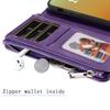 For iPhone 15 Pro Max Magnetic Leather Case Mobile Cover with Detachable Zipper Wallet Strap