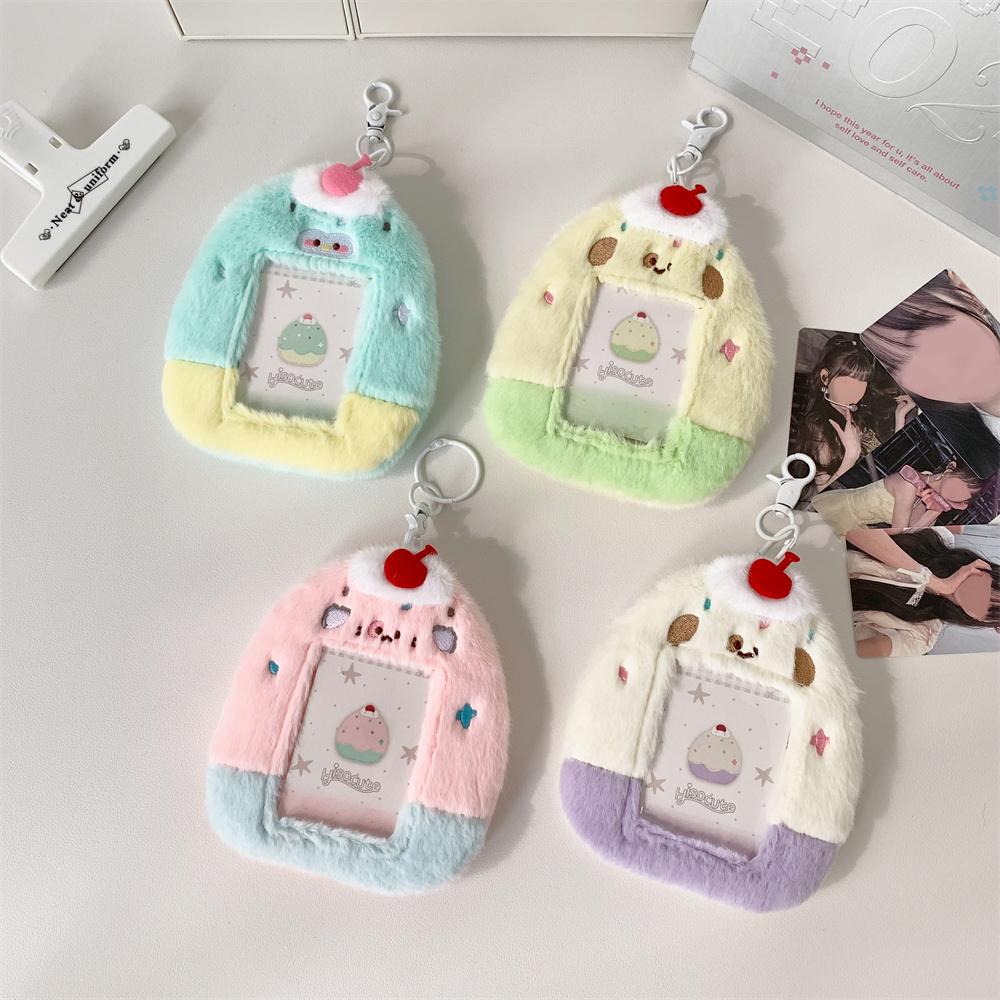 Kawaii Plush Penguin Po Card Holder Macaron Clashing Color K-Pop Idol Po Card Protector Fits 3inch Pos for Girls