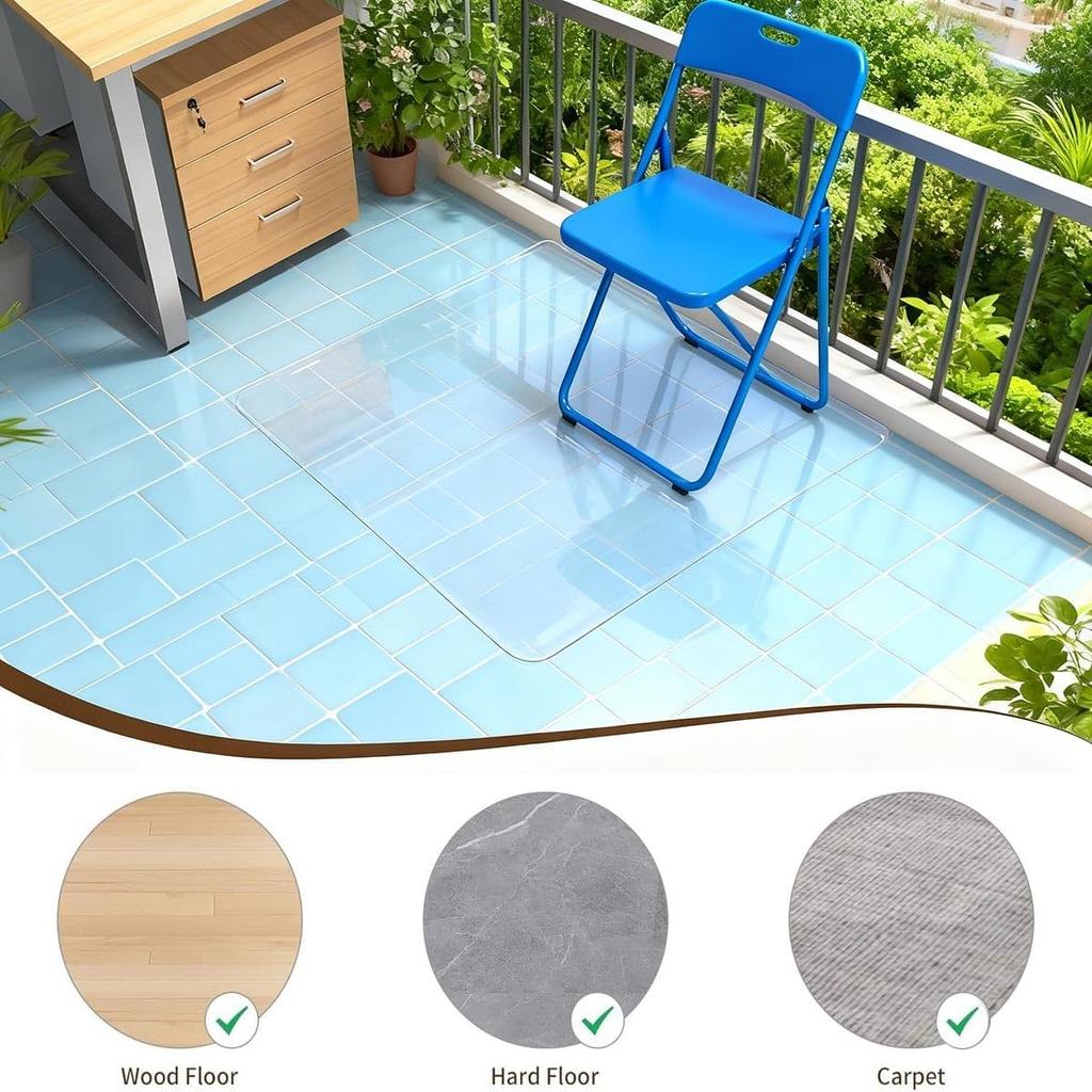 Transparent Chair Mat for Carpets 22 24 26 28 30 32 36 48 Clear PVC Floor Protector Mats, Non-Slip & Odorless Heavy Duty Office Chair Mat for Easy