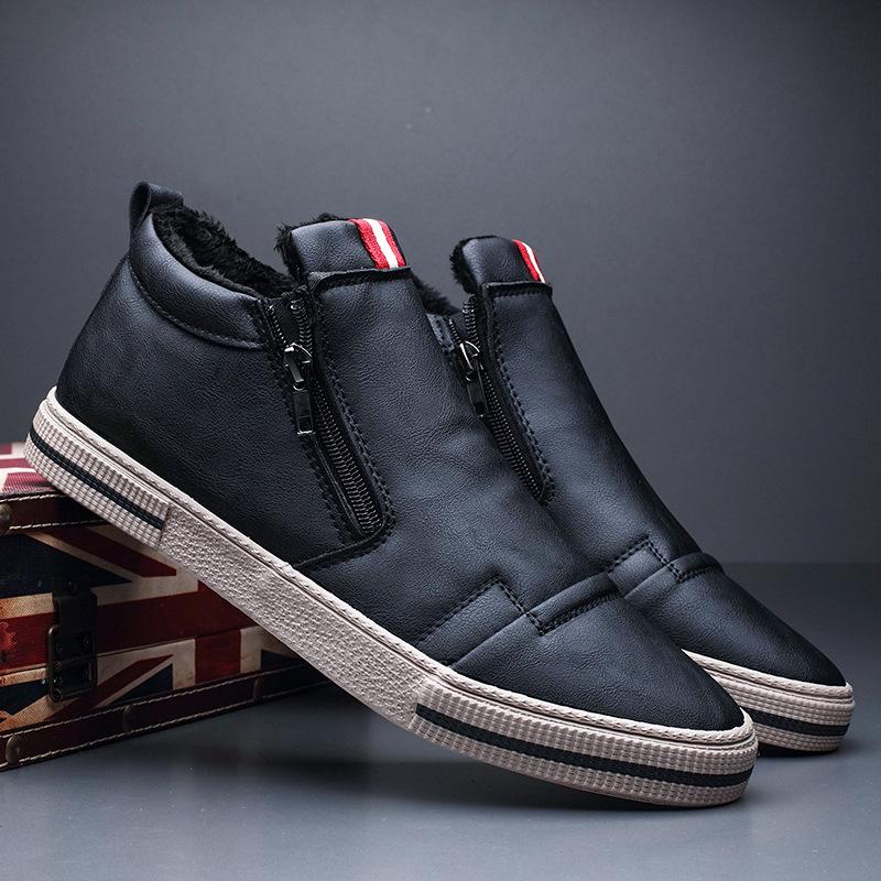 

Новые мужские зимние кожаные хлопковые туфли Lazy, модные теплые туфли Plus Velvet, мужские туфли ZIP, кроссовки Zapatos Casuales 9.5