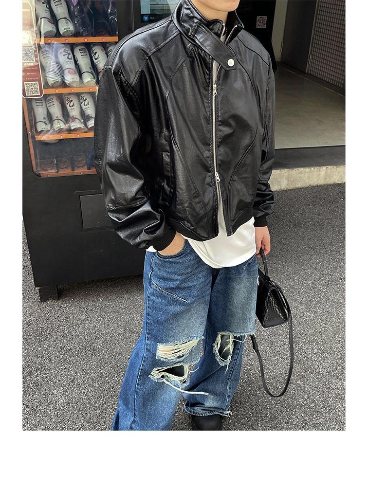 Herren Retro Amerikanischer Stil Leder Baseballjacke - Winter Motorrad Cleanfit