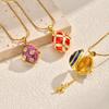 Copper Zircon Cross Egg Open Pendant Necklace Gold, Easter Ladies Jewelry Pnb-392