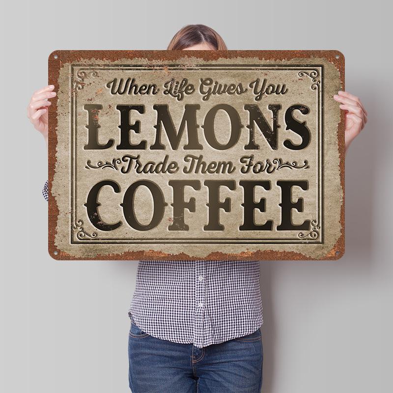 Lemons for Coffee Sign Poster Customized Wall Art Vintage Metal Signs Retro Tin Plaque for Man Cave Gamer Room Decoration Decor