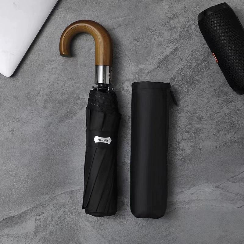 

Автоматический зонт с деревянной изогнутой ручкой, десять костей, ткань с эффектом памяти 300T, двойной самооткрывающийся ветрозащитный зонт, мужской зонт