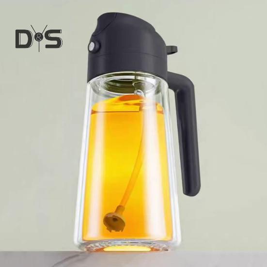 470 ml 2-in-1-Ölspender, lebensmittelecht, BPA-frei, auslaufsicher, große Kapazität, Ölsprüh-Vorratsflasche mit Griff