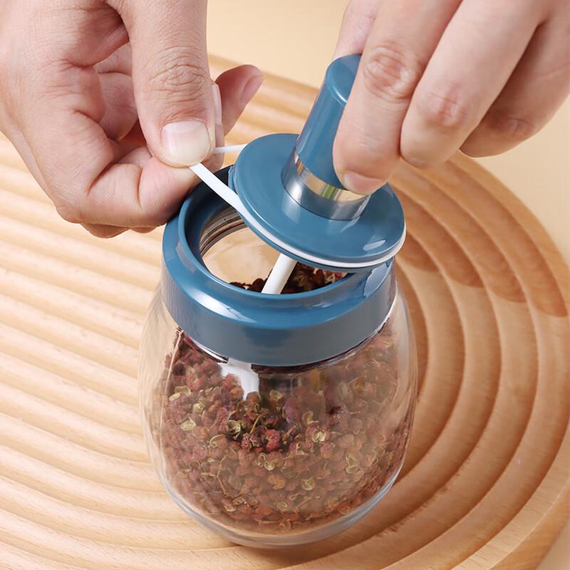 Baijie Spoon-Lid Glass Spice Jar Set