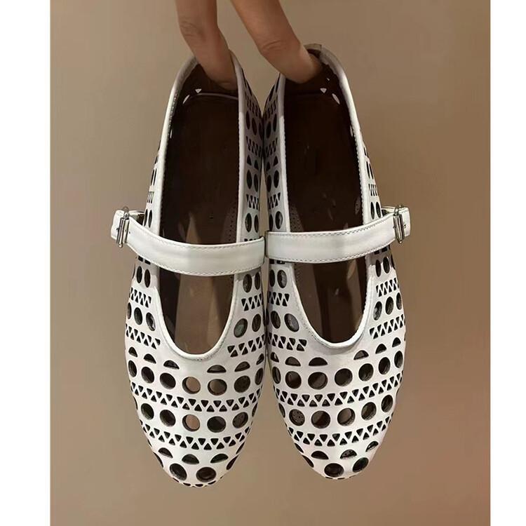 Hollow Soft Sole Ballet Flats Hollow Mary Jane Shoes Women's Single Shoes
