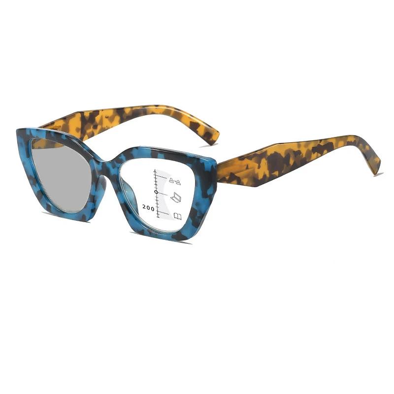 

Color Changing Cat Eye Progressive Multifocal Lens Eyeglasses Luxurious Square Near Far Finished Reading Eyeglasses Photochromic Lens Sunglasses 4.0