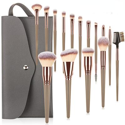 Conjunto completo de 15 pincéis de maquiagem super macios para pó grande, blush, base, ferramentas de beleza para maquiagem