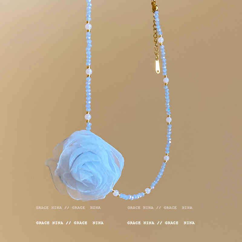 Elegant Spring Flower Mori Style Crystal Choker Necklace for Women