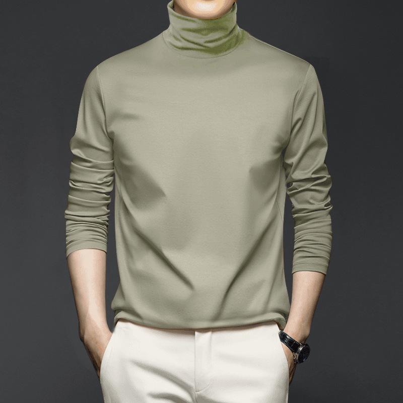 Men's Autumn/Winter High-Neck Anti-Static Liquid Ammonia Mercerized Cotton Long-Sleeve Base Layer Shirt