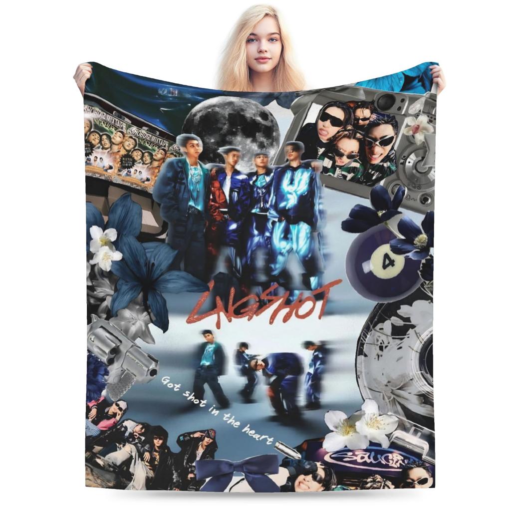 Super Soft Kpop Group Lngshot Throw Blanket Premium Flannel Fleece Lightweight Bed Blanket Super Cozy Blankets All Season Use