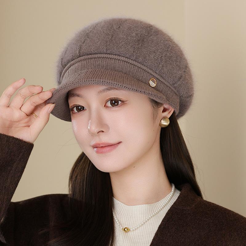 

Женские осенне-зимние новые модели для пожилых, теплая вязаная шапка из кроличьего меха, уличная шапка от холода для катания one size хаки