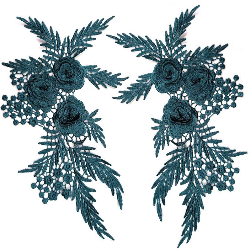 1 Pair Embroidery Flower 29X17cm Hollow DIY Clothing Accessories For Clothes Bag Fabric Applique Lace Applique Sew On