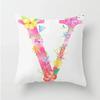 Flower 26 Letters Alphabet Decorative Cushion Cover Polyester Pillowcase Throw Pillow Cover Home Decor Fundas De Cojin 45X45Cm