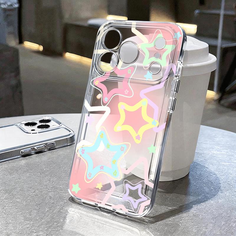 Modern Colorful Stars Pattern Case For iPhone 17 Pro Max Coque iPhone 16 15 14 13 Pro Max 11 Clear TPU Silicone Soft Cover