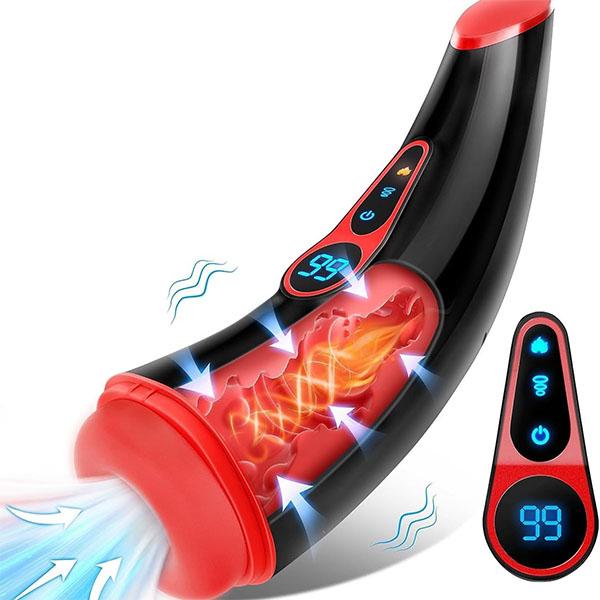 Automatic Sucking Male Masturbator - APP Control Masturbators Penis Pump with 9 Sucking & 9 Vibrating, 3D Textured Sleeve Heating Blowjob Mens Sex Toy