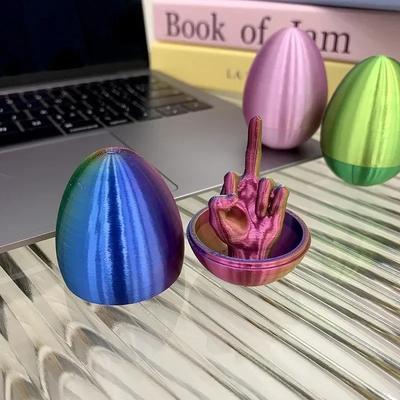 3D Printed Easter Egg with Middle Finger Toy Funny Prank Gifts for Adults Easter Basket Stuffers Novelty Surprise Eggs