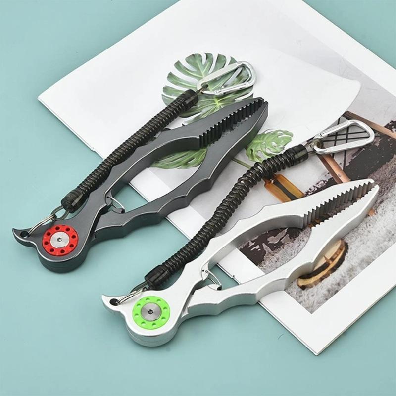 Fishing Pliers with Coiled Strap Portable Fish Mouth Grabber Fish Grippers Replacement Clamps Fish Holder Grippers Tool