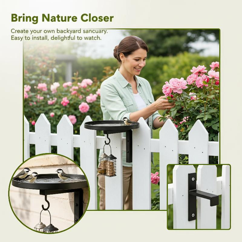 Hook Design Iron Wall Bathtub Bird Feeder Easy Install Weather Resistant Outdoor Courtyard Ornament