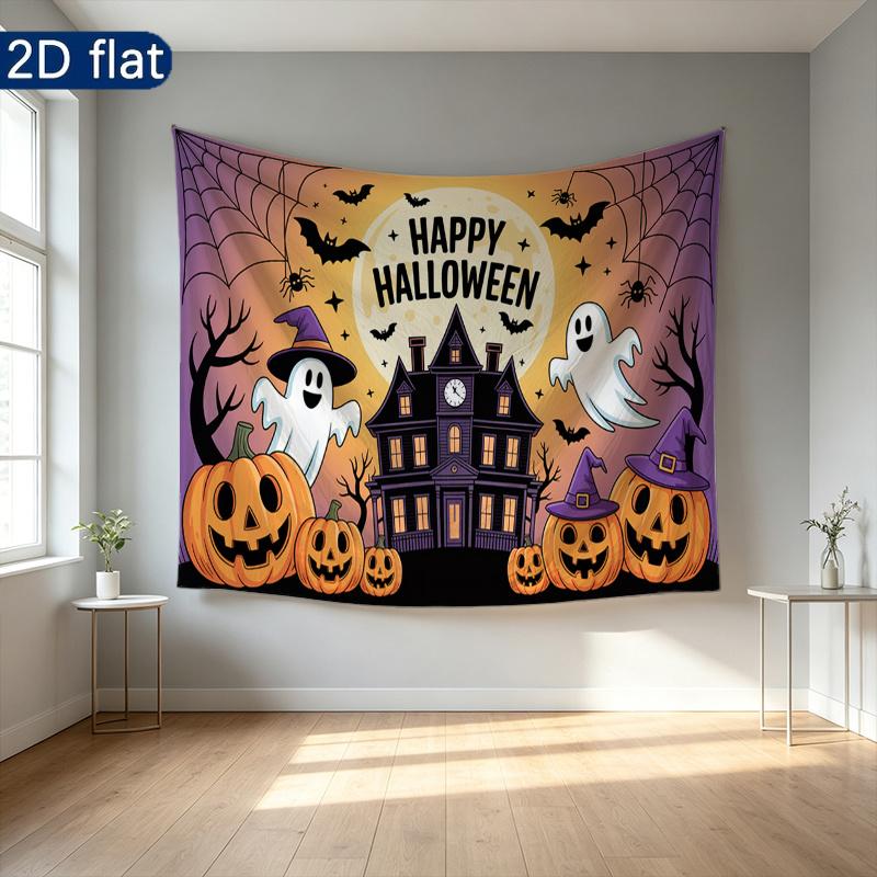 Party Backdrop Halloween Flat Banners Pumpkin Ghost Spooky Celebrations Wedding Enthusiasts Photo Booth Decor Front Door Decor