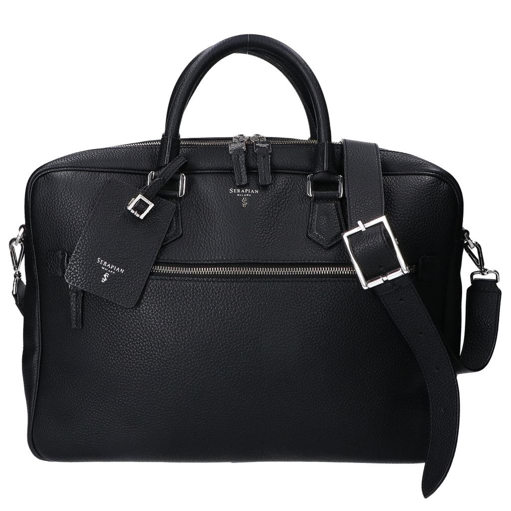 SERAPIAN CACHEMIRE Leder Slim Business Tasche Aktentasche schwarzGebraucht