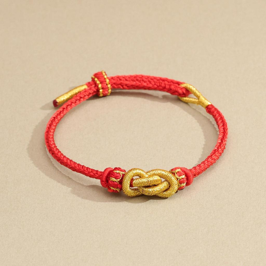 Mandala Red String DIY Hand-Woven Bracelet: Compatible with Beads & Gold Ornaments