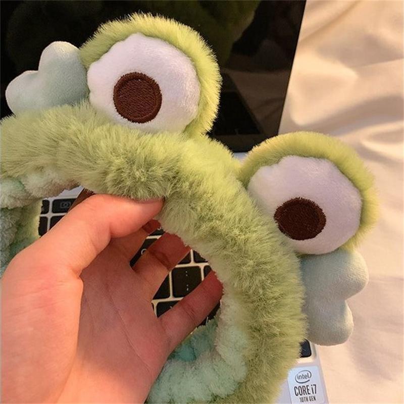 Frog Plush Hair Band Wash Hair Band Green Frog Eyes Love Headband Cartoon Wash Hair Clips