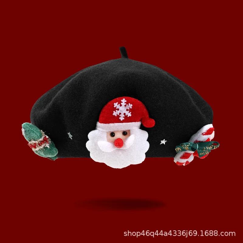 Children Hats 2024 Cute Cartoon Festival Accessories Christmas Elements Winter Hats Child Warm Outwear Cap Versatile Wool Hats