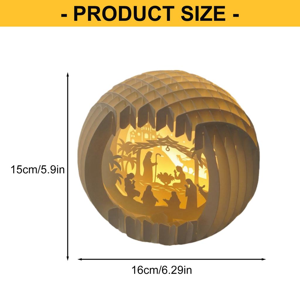 Light Up Nativity Scene Paper Christmas Jesus Decorations with LED Light Religious Christian Gifts Tabletop Ornament