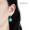 Natural Elegant Miyabi Grace Women's Earrings, Non-pierced Earrings, Popular, Painless, Teardrop, Turquoise, Blue, Stone, Blue, Large, Gemstone,