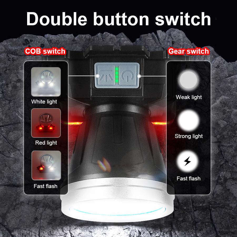 30W Super Bright IR-sensor hodelykt Vanntett Justerbar hodelykt Lett bærbar lanterne Utendørslys Nattcampinglampe