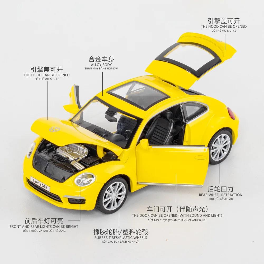 1:32 Volkswagen Beetle GSR Car Model Pull Back Alloy Discast Street Metal Business Cars Model Children Toy A134