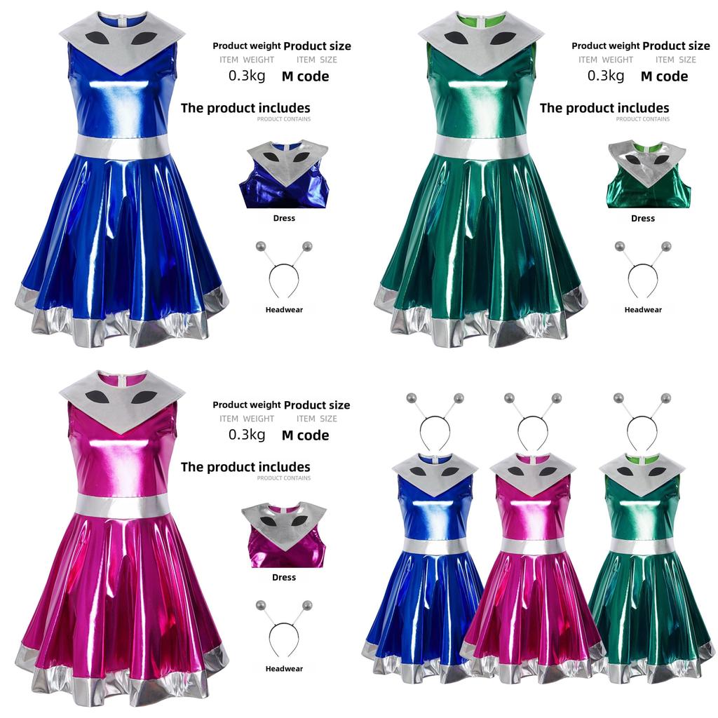 Robot Metal Color Dress Cosplay Costume For Halloween And Movie Roleplay