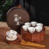 Portable Ceramic Kung Fu Tea Set with Tray, Cups, Teapot, and Lid Bowl